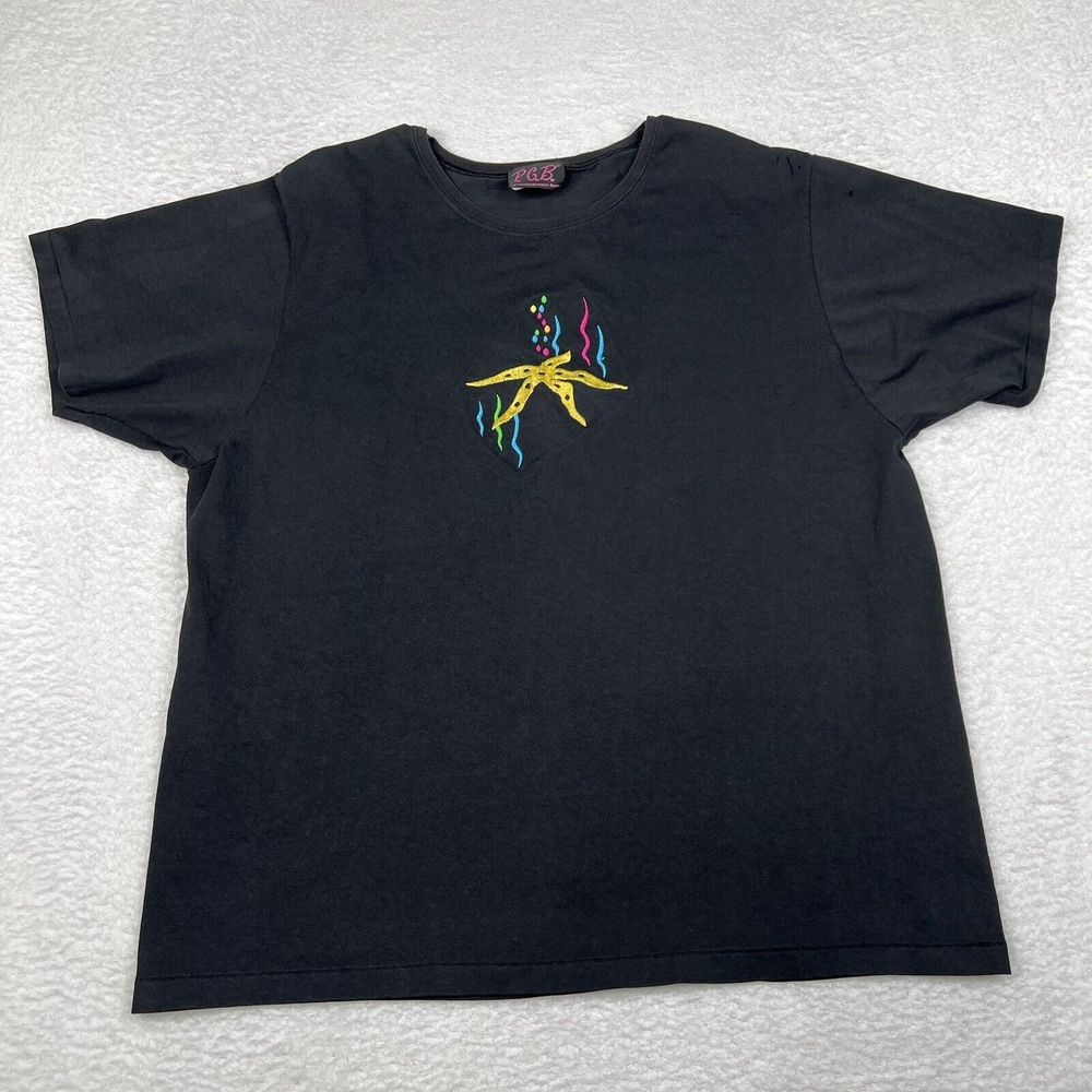 Vintage PGB Shirt Adult Large Black Short Sleeve Single‎ Stitch Embroidered
